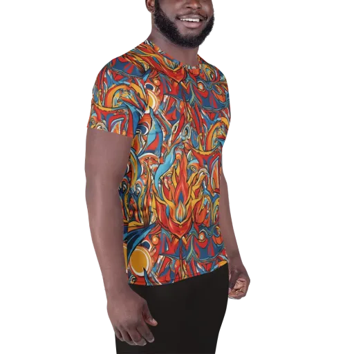 Flamework on a Men's Athletic T-Shirt