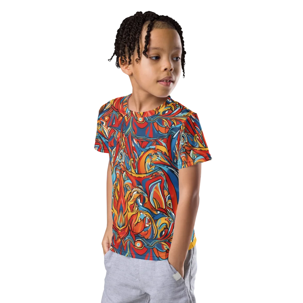 Flamework on Kids Crew Neck T-Shirt — Left Front