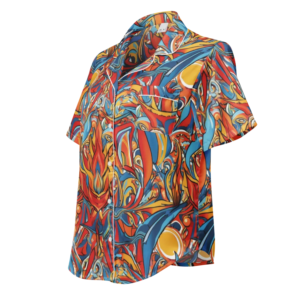 Flamework on Women's Short Sleeve Pajama Top — Left Front