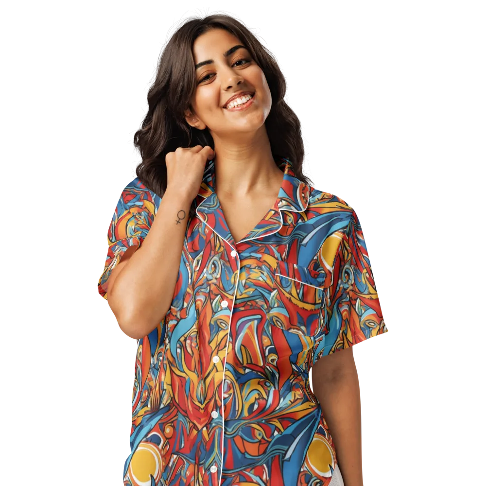 Flamework on Women's Short Sleeve Pajama Top — Front
