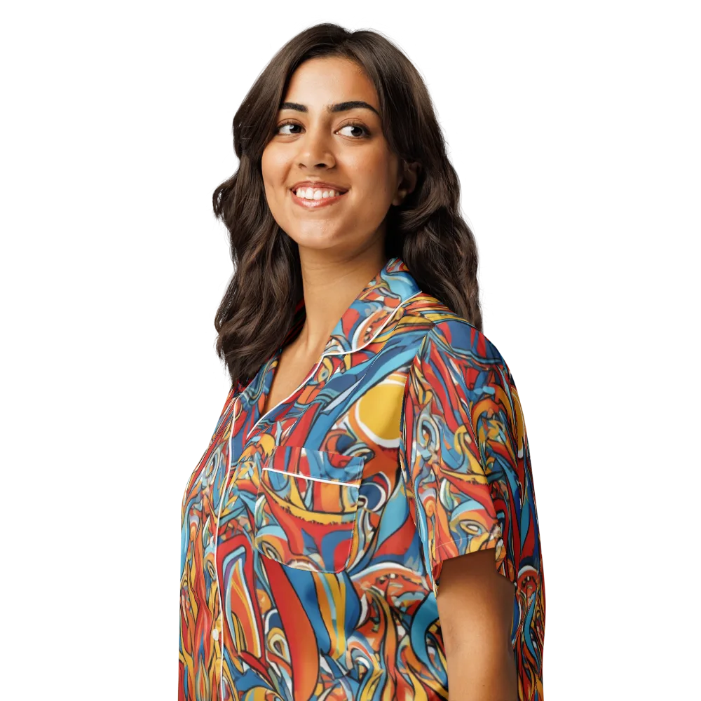 Flamework on Women's Short Sleeve Pajama Top — Left Front
