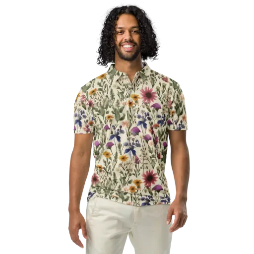 Meadow Chromatic on a Men's Slim Fit Polo Shirt