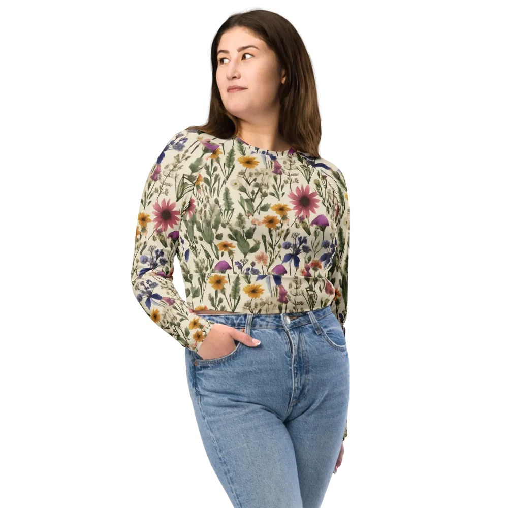 Meadow Chromatic on Long Sleeve Crop Top — Front