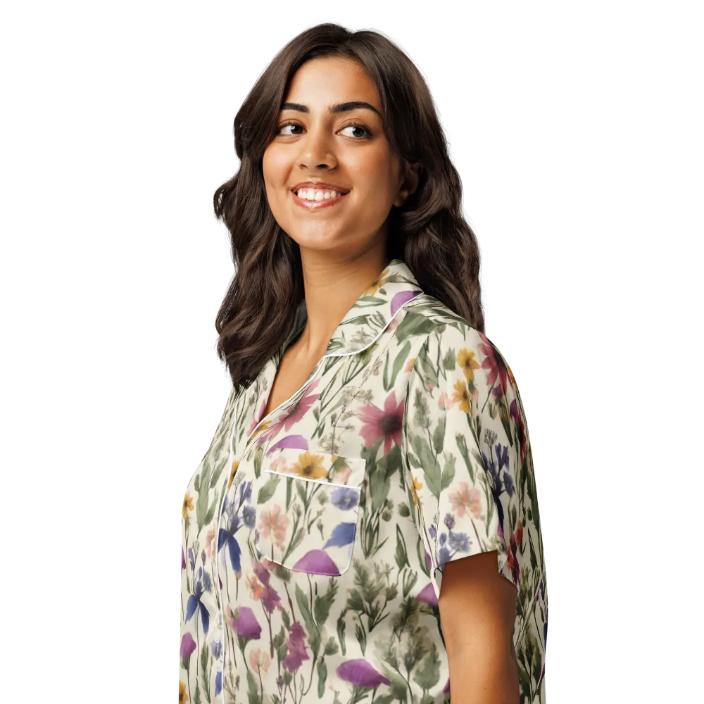 Meadow Chromatic on Women's Short Sleeve Pajama Top — Left Front