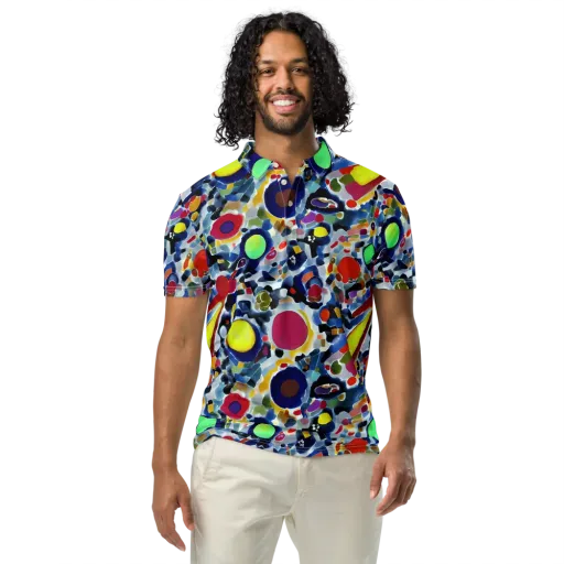 Neon Impression on a Men's Slim Fit Polo Shirt