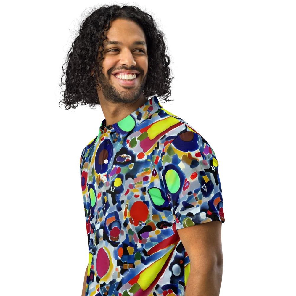 Neon Impression on Men's Slim Fit Polo Shirt — Left Front