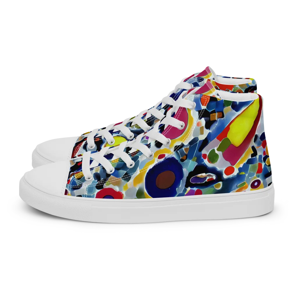Neon Impression on Men's High Top Canvas Shoes — Left