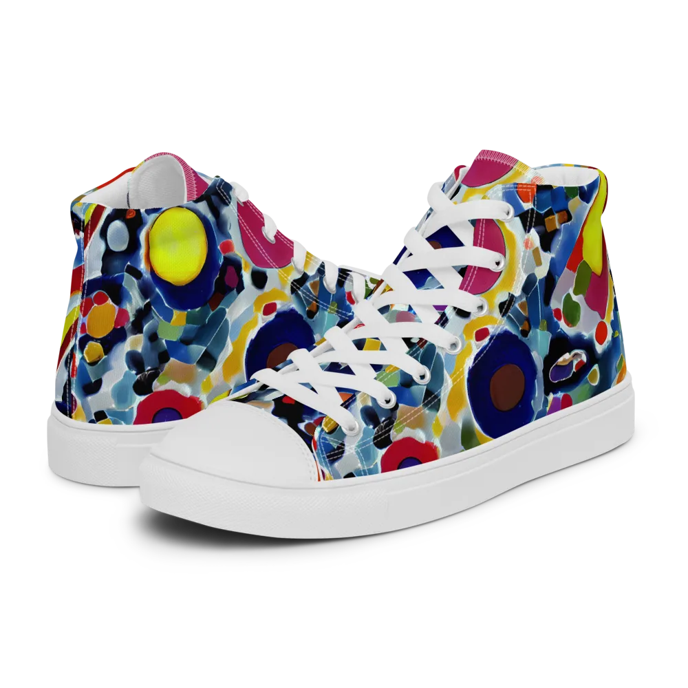 Neon Impression on Men's High Top Canvas Shoes — Left