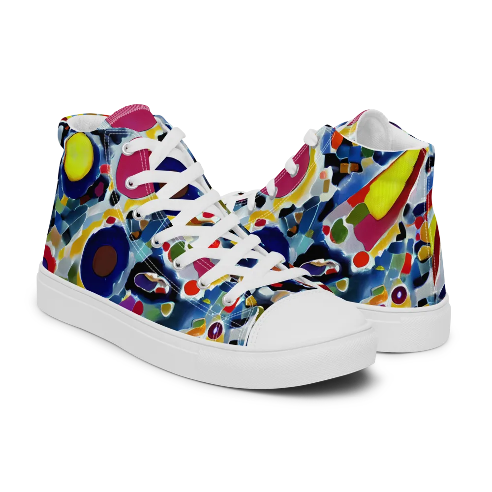Neon Impression on Men's High Top Canvas Shoes — Right