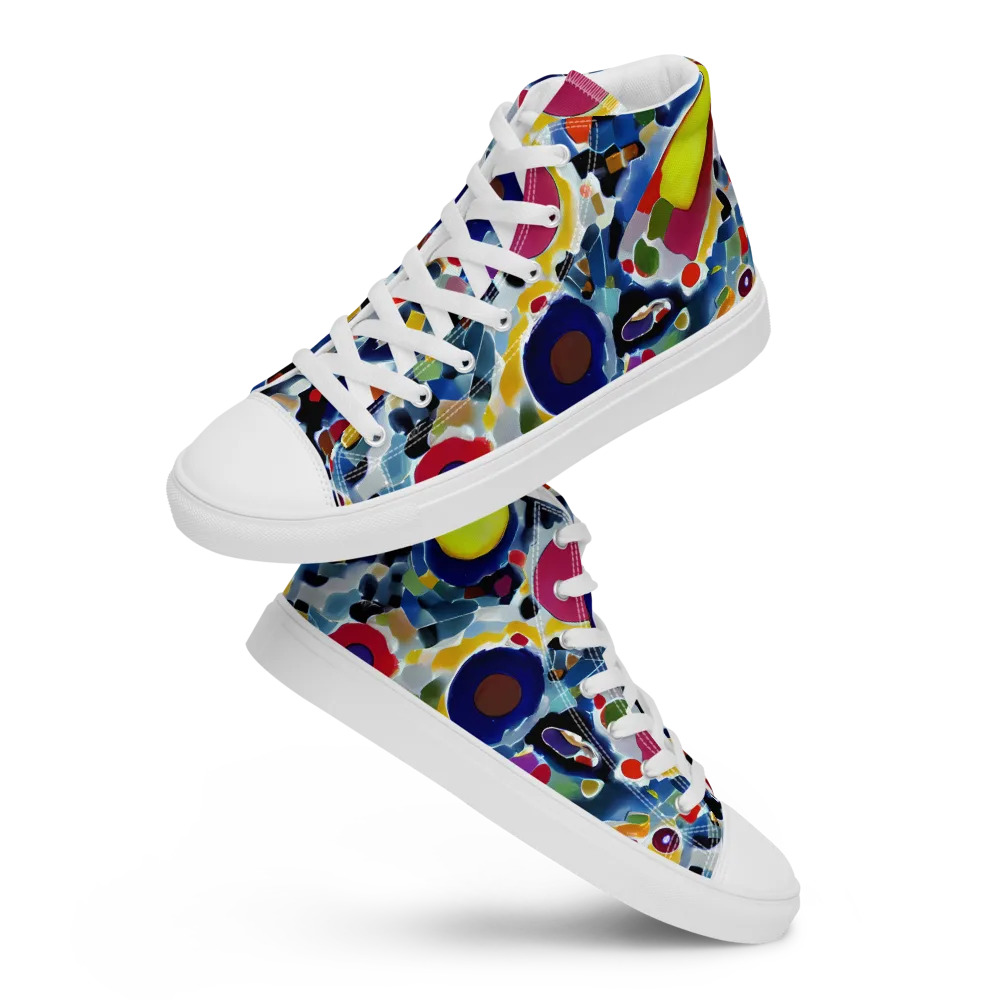 Neon Impression on Men's High Top Canvas Shoes — Front