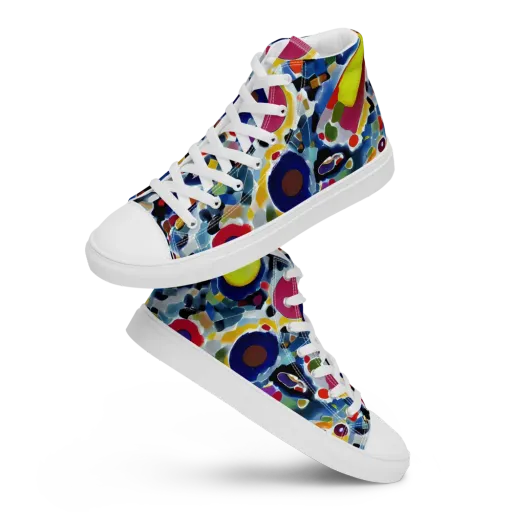 Neon Impression on a Men's High Top Canvas Shoes