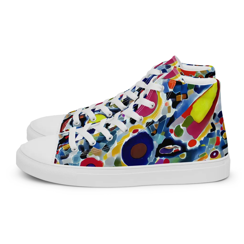 Neon Impression on Women's High Top Canvas Shoes — Left