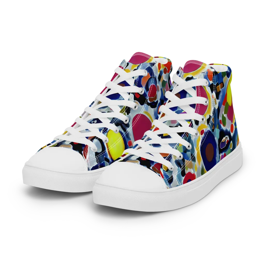 Neon Impression on Women's High Top Canvas Shoes — Left Front