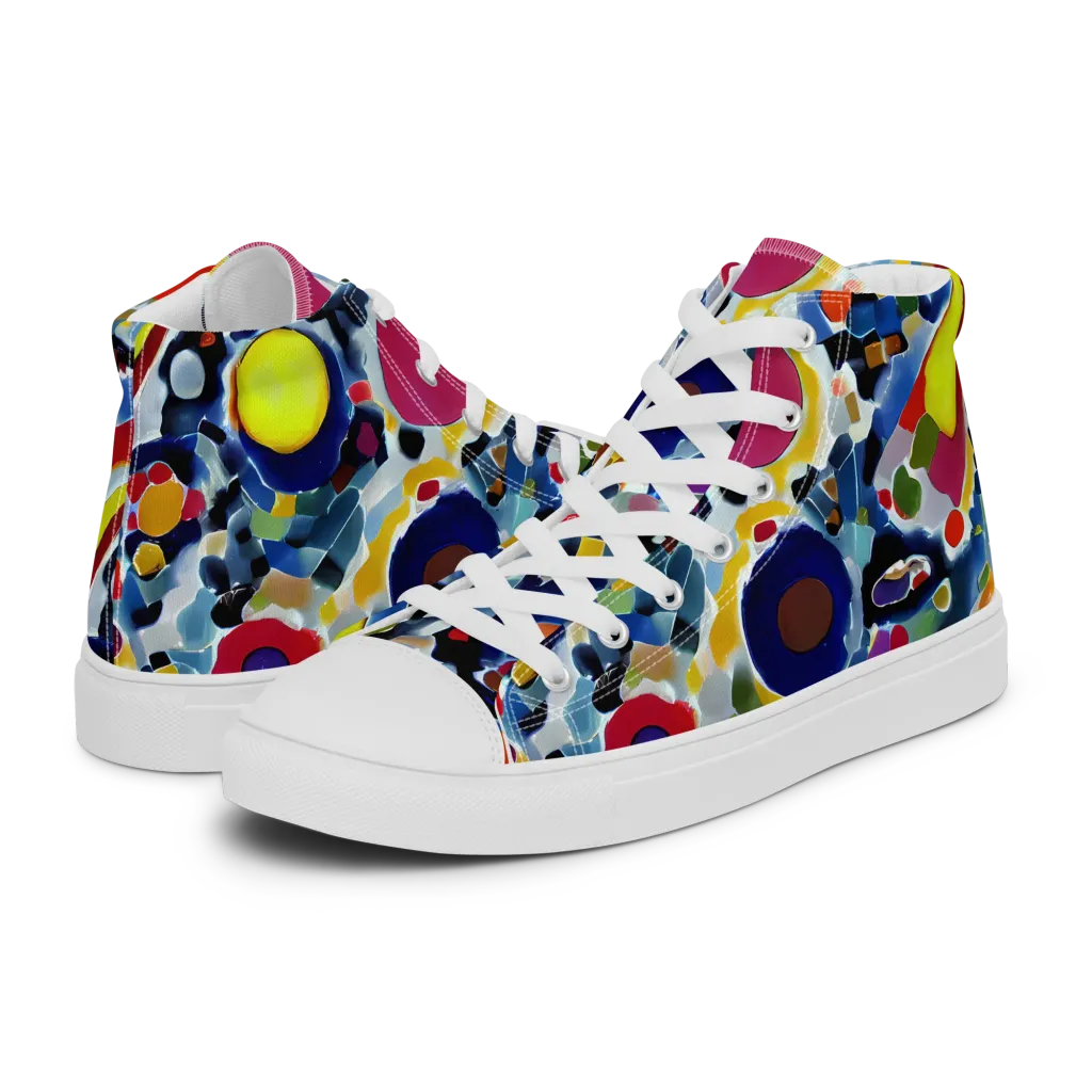 Neon Impression on Women's High Top Canvas Shoes — Left