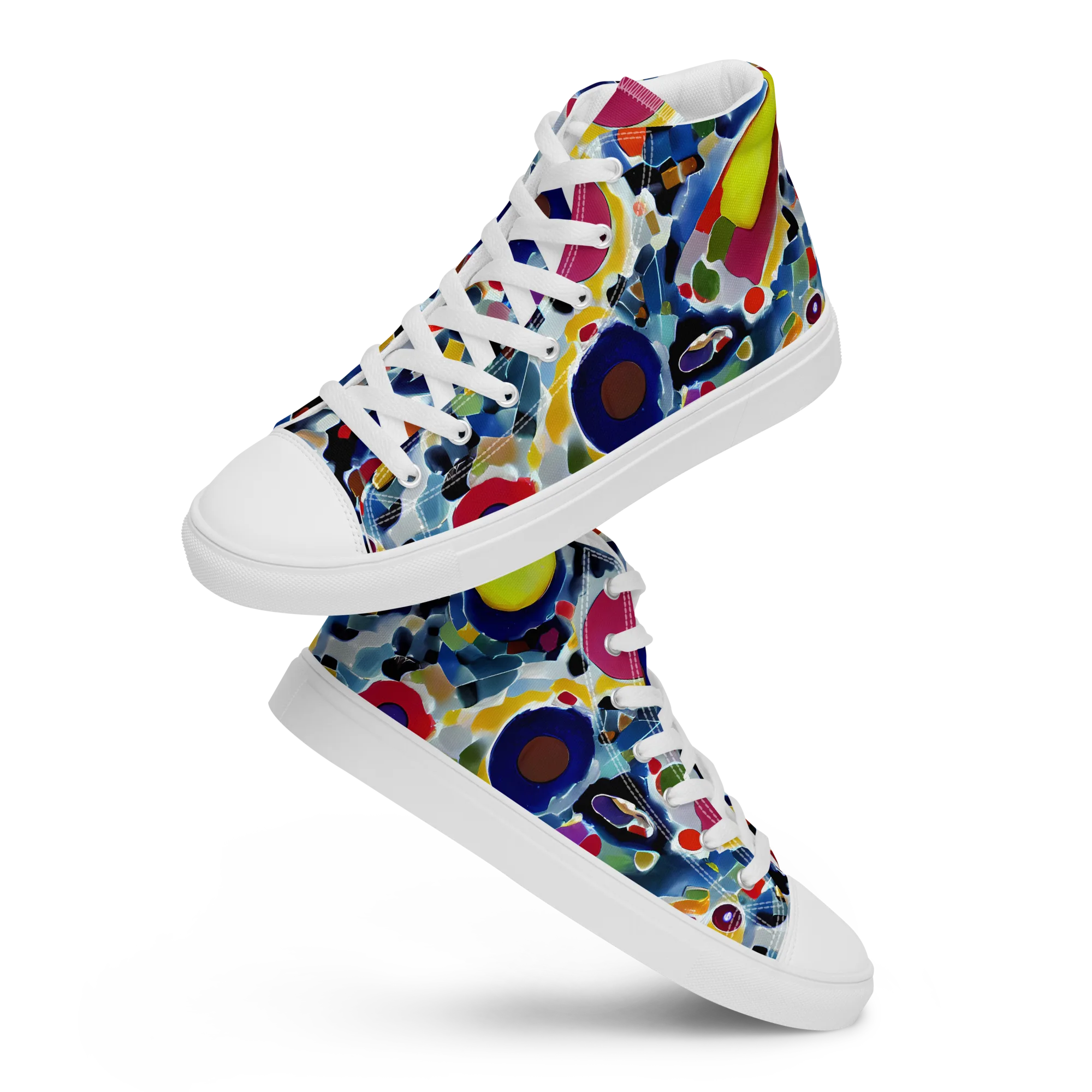 Neon Impression on Women's High Top Canvas Shoes — Front