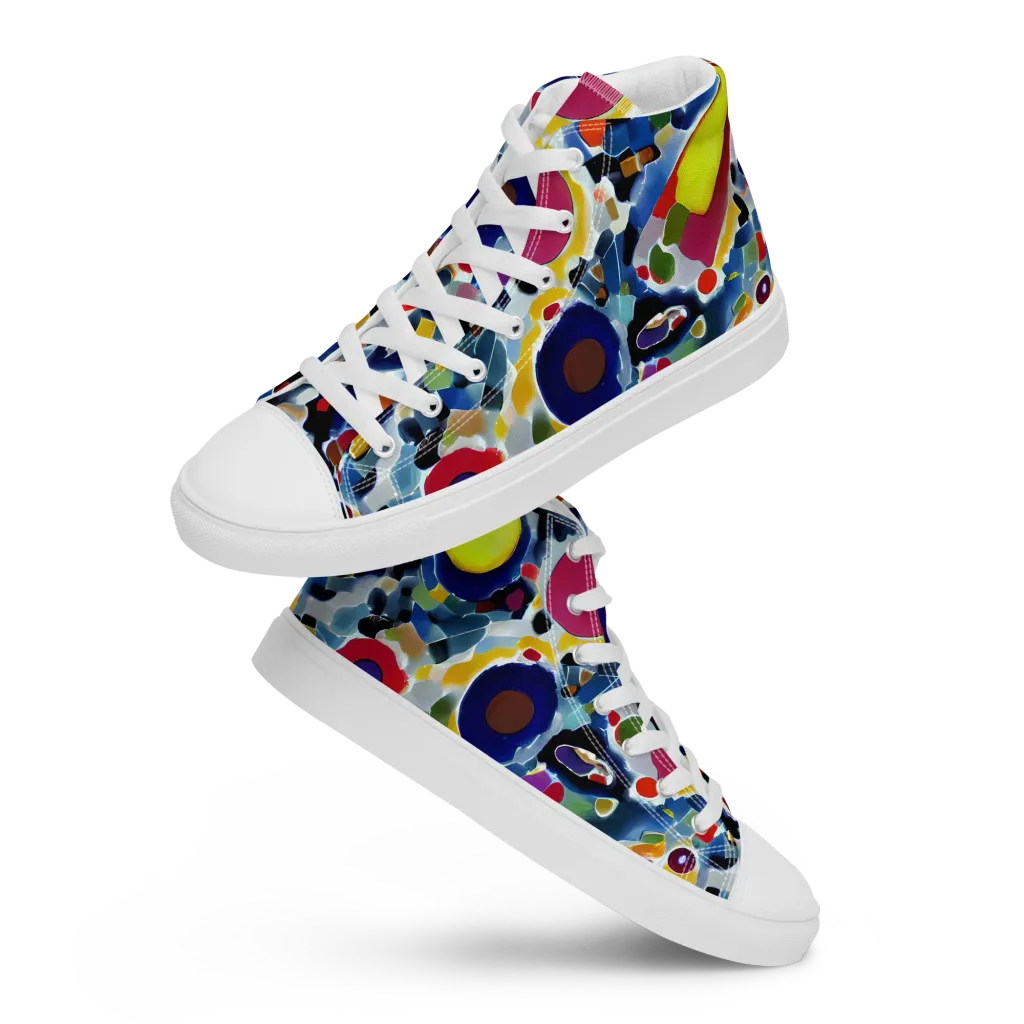 Neon Impression on Women's High Top Canvas Shoes — Front