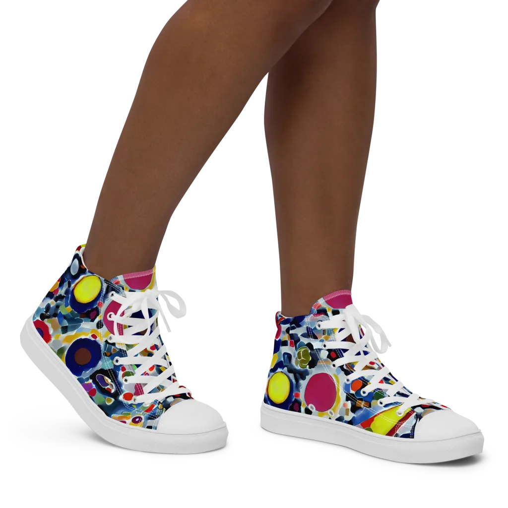 Neon Impression on Women's High Top Canvas Shoes — Right