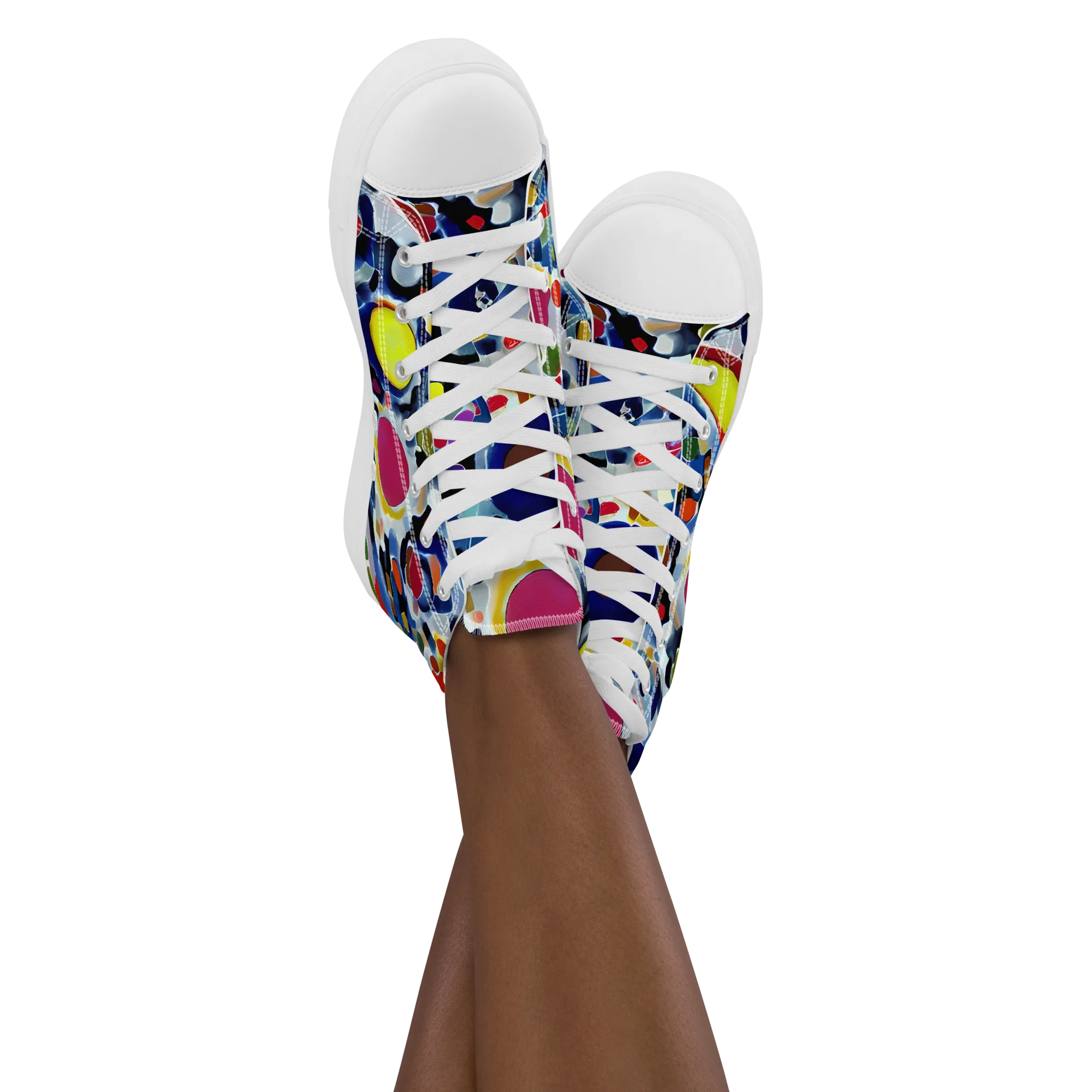 Neon Impression on Women's High Top Canvas Shoes — Front