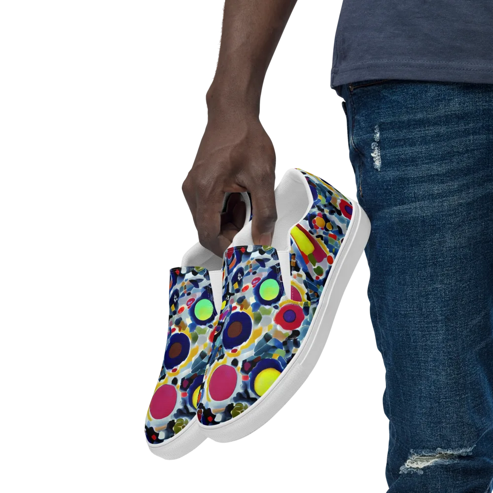 Neon Impression on Men's Slip-On Canvas Shoes — Left Front