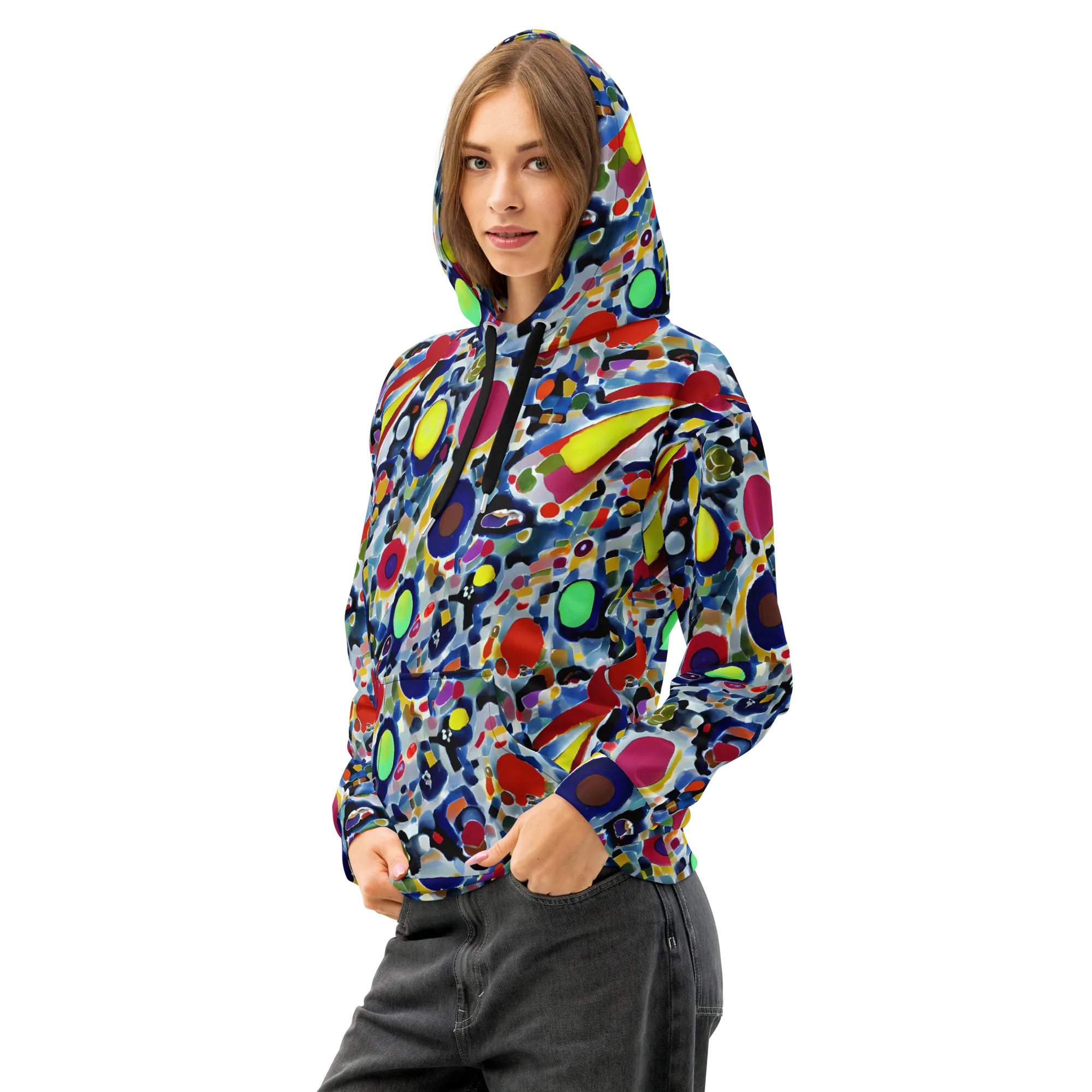 Neon Impression on Cotton Hoodie — Left Front