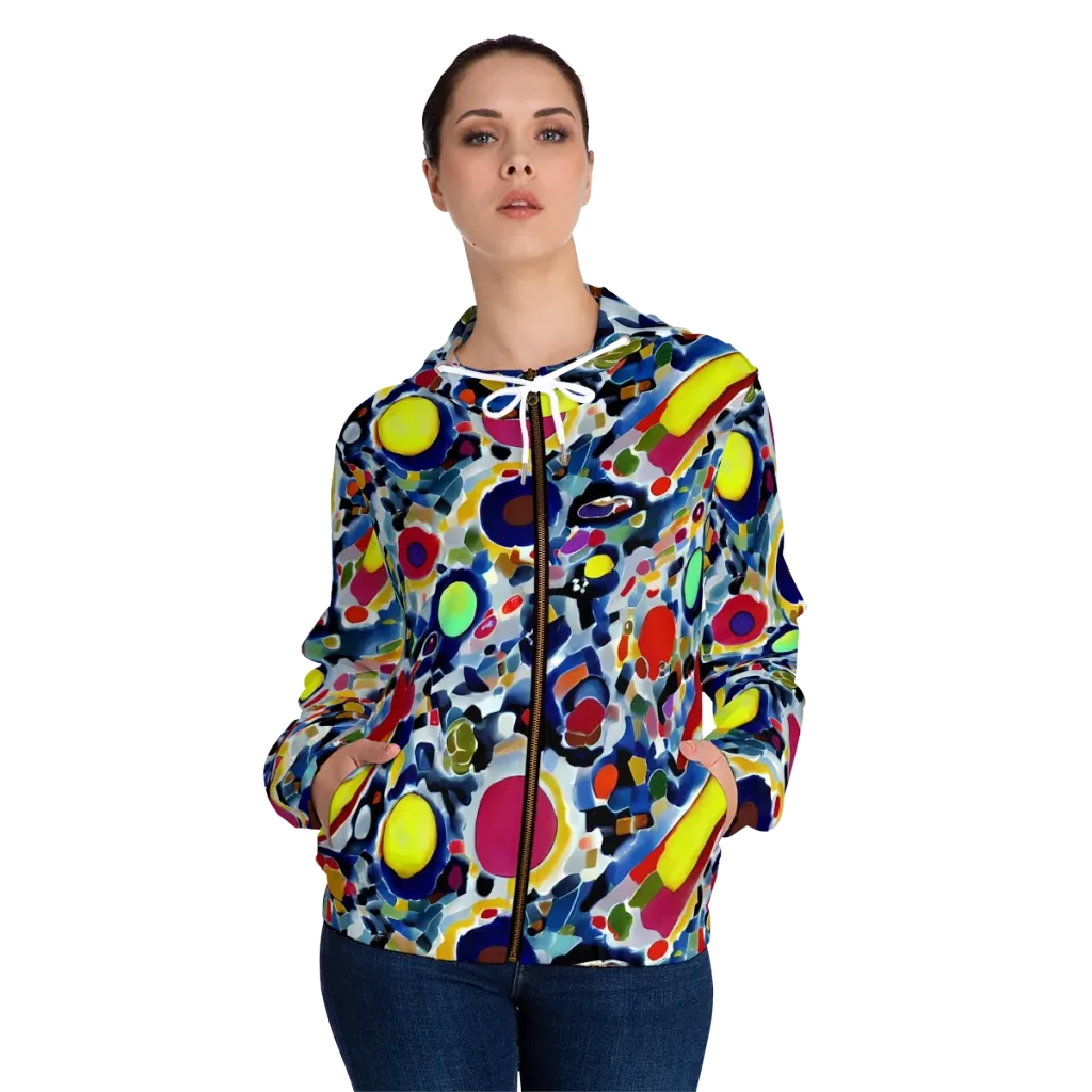 Neon Impression on Women's Full-Zip Hoodie — Front On Person
