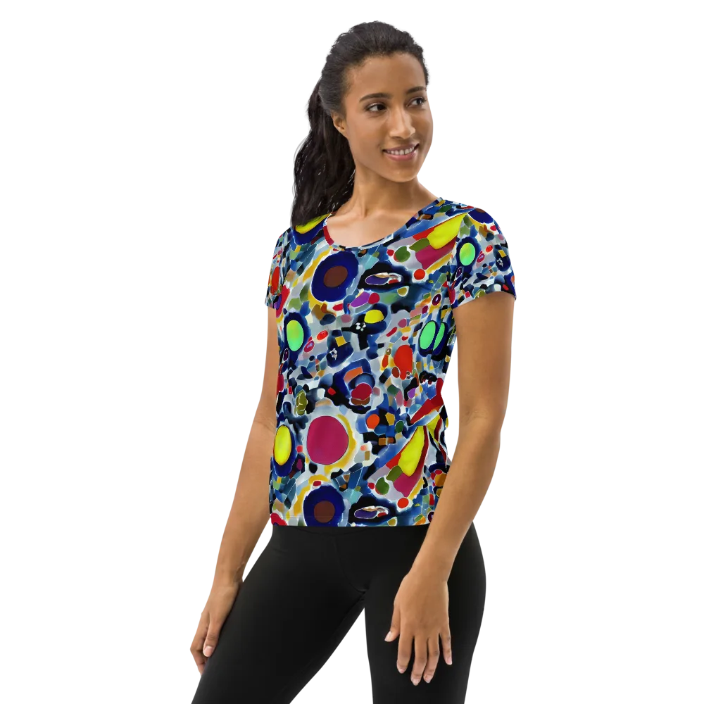 Neon Impression on Women's Athletic T-Shirt — Left