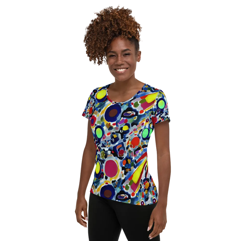 Neon Impression on Women's Athletic T-Shirt — Left