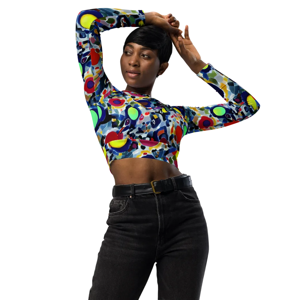Neon Impression on Long Sleeve Crop Top — Front