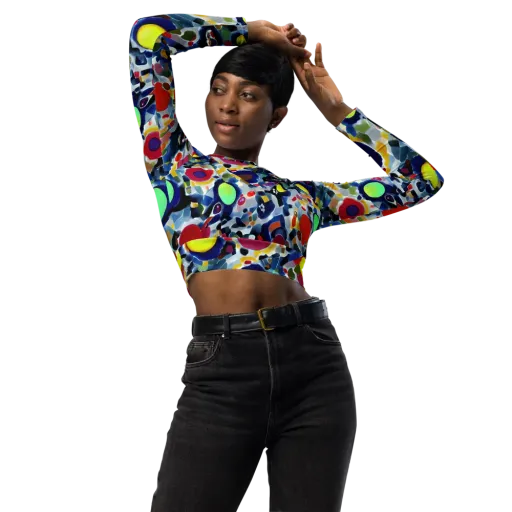 Neon Impression on a Long Sleeve Crop Top
