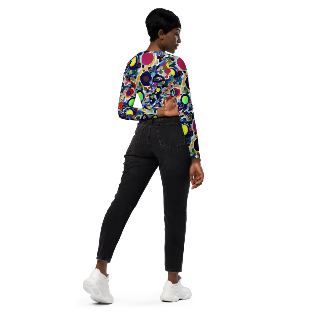 Neon Impression on Long Sleeve Crop Top — Right Back