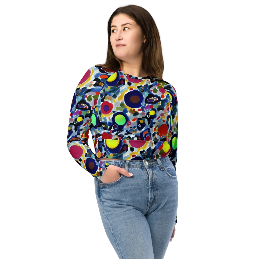 Neon Impression on Long Sleeve Crop Top — Front