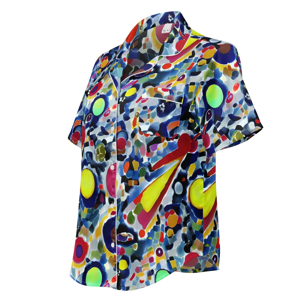 Neon Impression on Women's Short Sleeve Pajama Top — Left Front