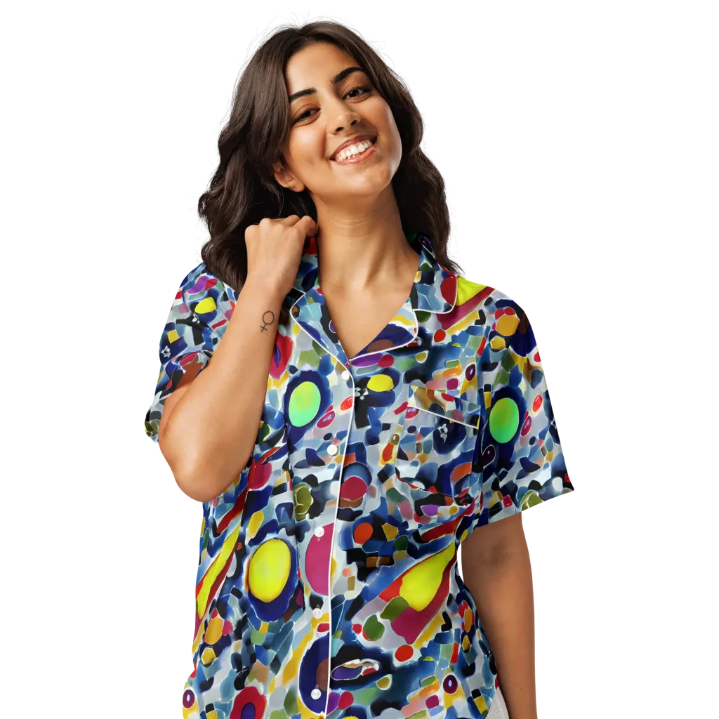 Neon Impression on Women's Short Sleeve Pajama Top — Front