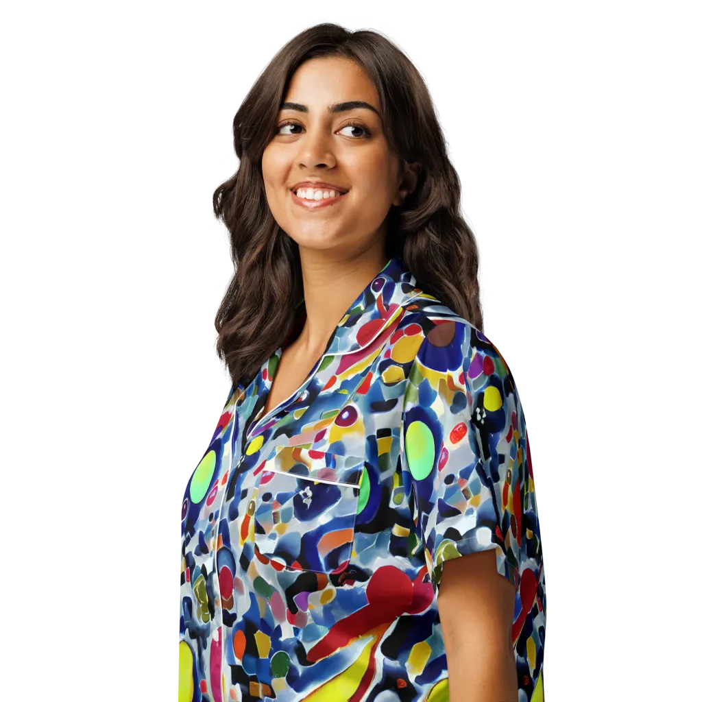 Neon Impression on Women's Short Sleeve Pajama Top — Left Front