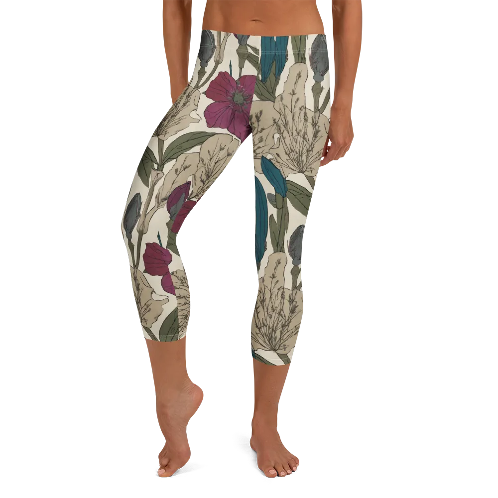 Poppy Herbarium on Capri Leggings — Front