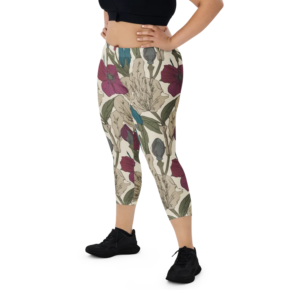 Poppy Herbarium on Capri Leggings — Front