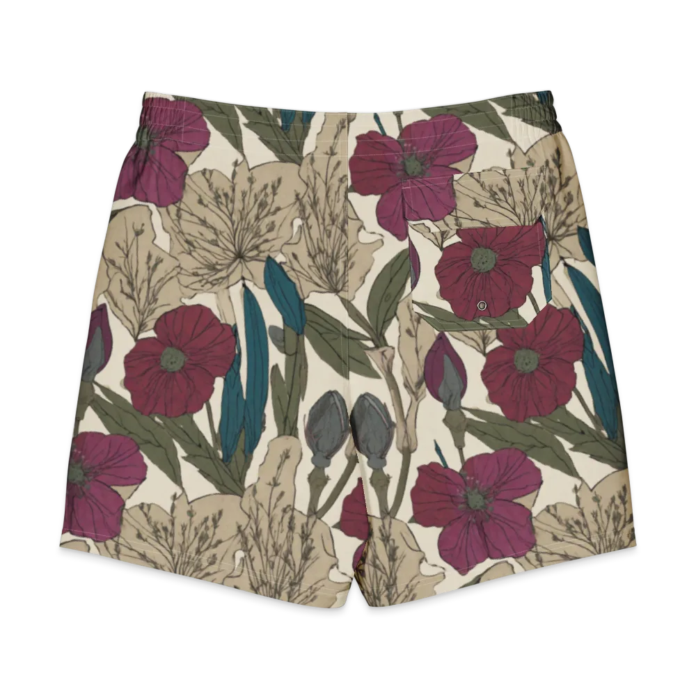 Poppy Herbarium on Men's Board Shorts — Back