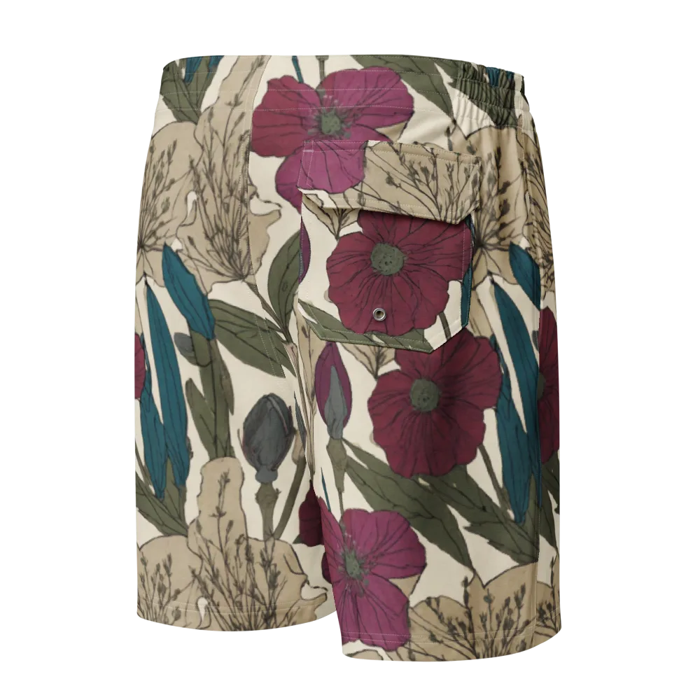Poppy Herbarium on Men's Board Shorts — Back