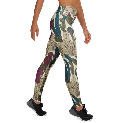 Poppy Herbarium on a Yoga Leggings