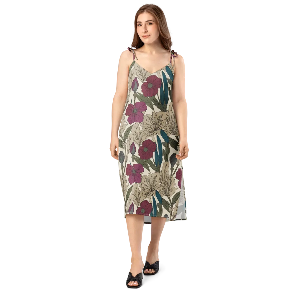 Poppy Herbarium on Slip Dress — Front