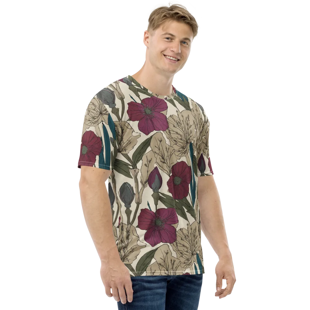 Poppy Herbarium on Men's Crew Neck T-Shirt — Right