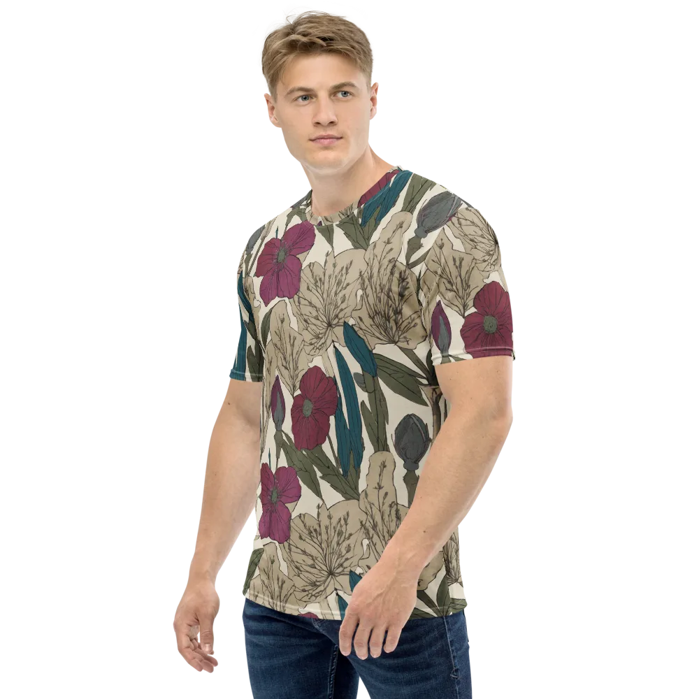 Poppy Herbarium on Men's Crew Neck T-Shirt — Left