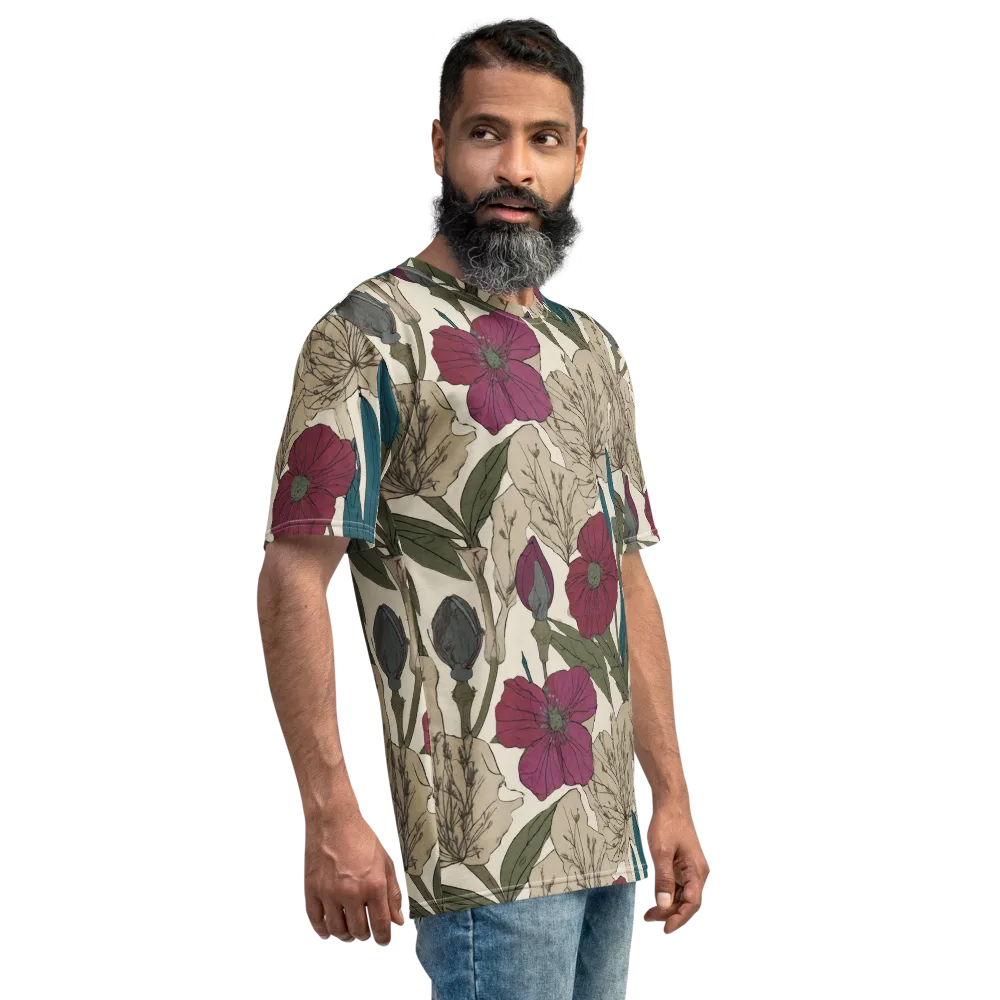 Poppy Herbarium on Men's Crew Neck T-Shirt — Right