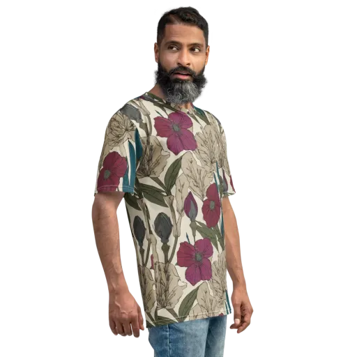 Poppy Herbarium on a Men's Crew Neck T-Shirt