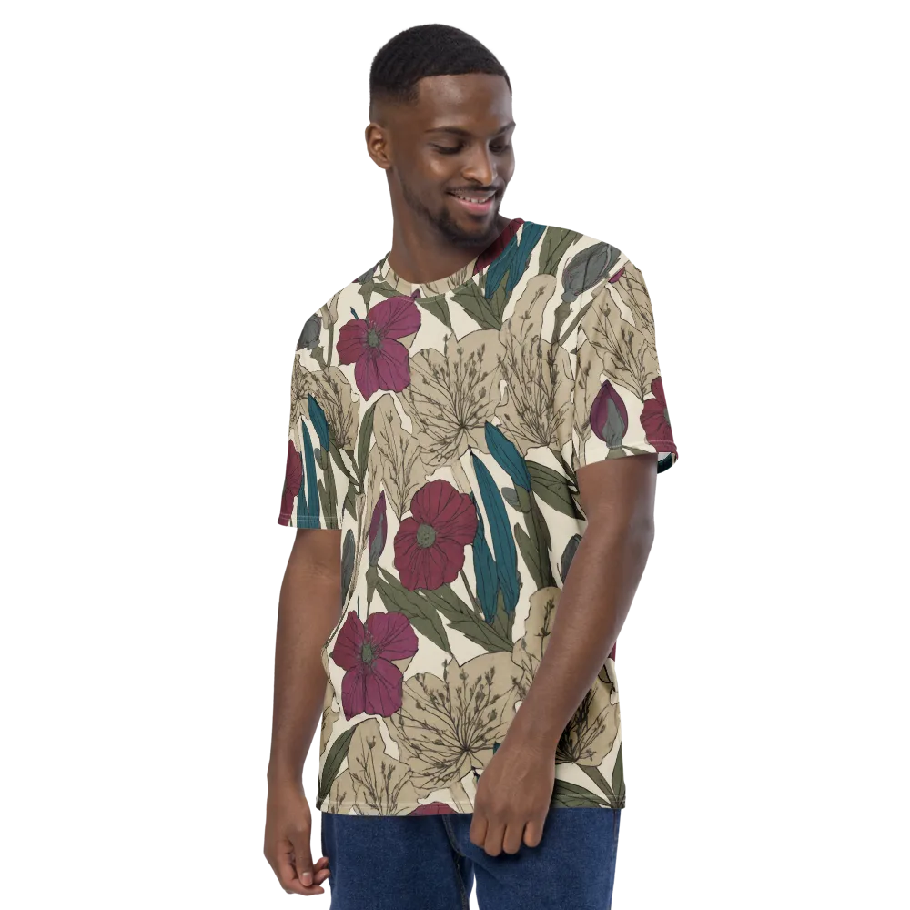 Poppy Herbarium on Men's Crew Neck T-Shirt — Left