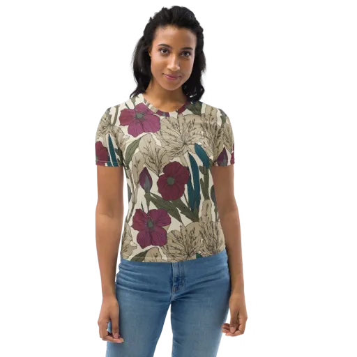Poppy Herbarium on a Women's Crew Neck T-Shirt