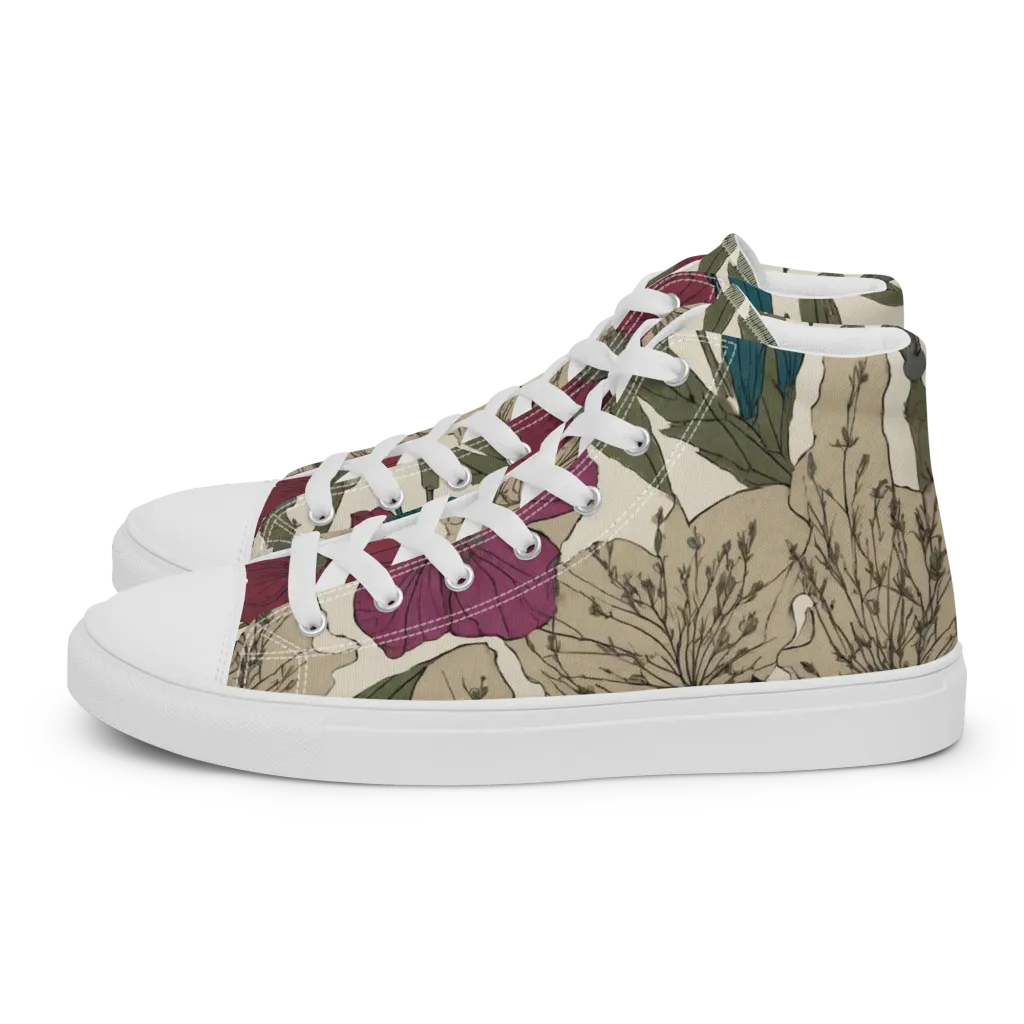 Poppy Herbarium on Women's High Top Canvas Shoes — Left