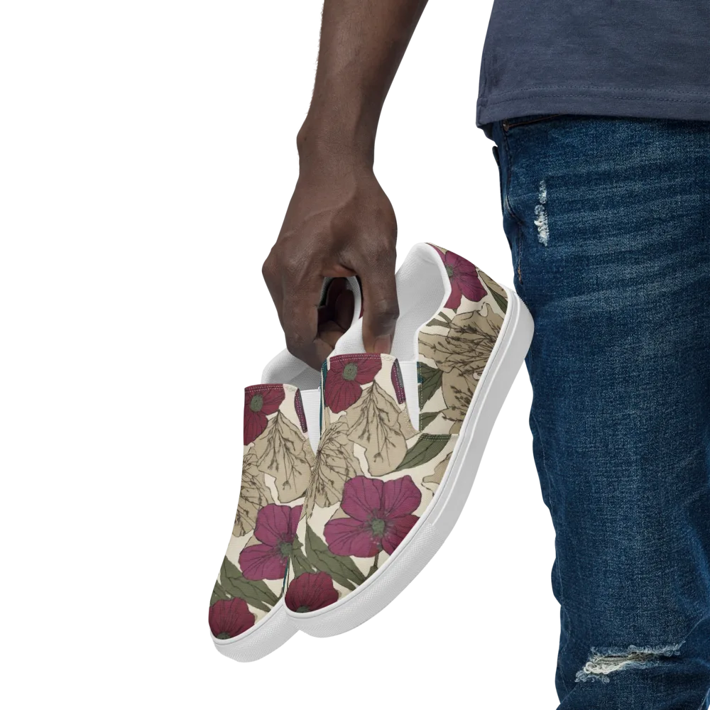 Poppy Herbarium on Men's Slip-On Canvas Shoes — Left Front