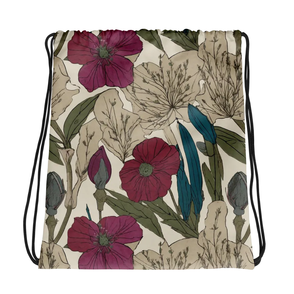 Poppy Herbarium on Drawstring Bag — Photo