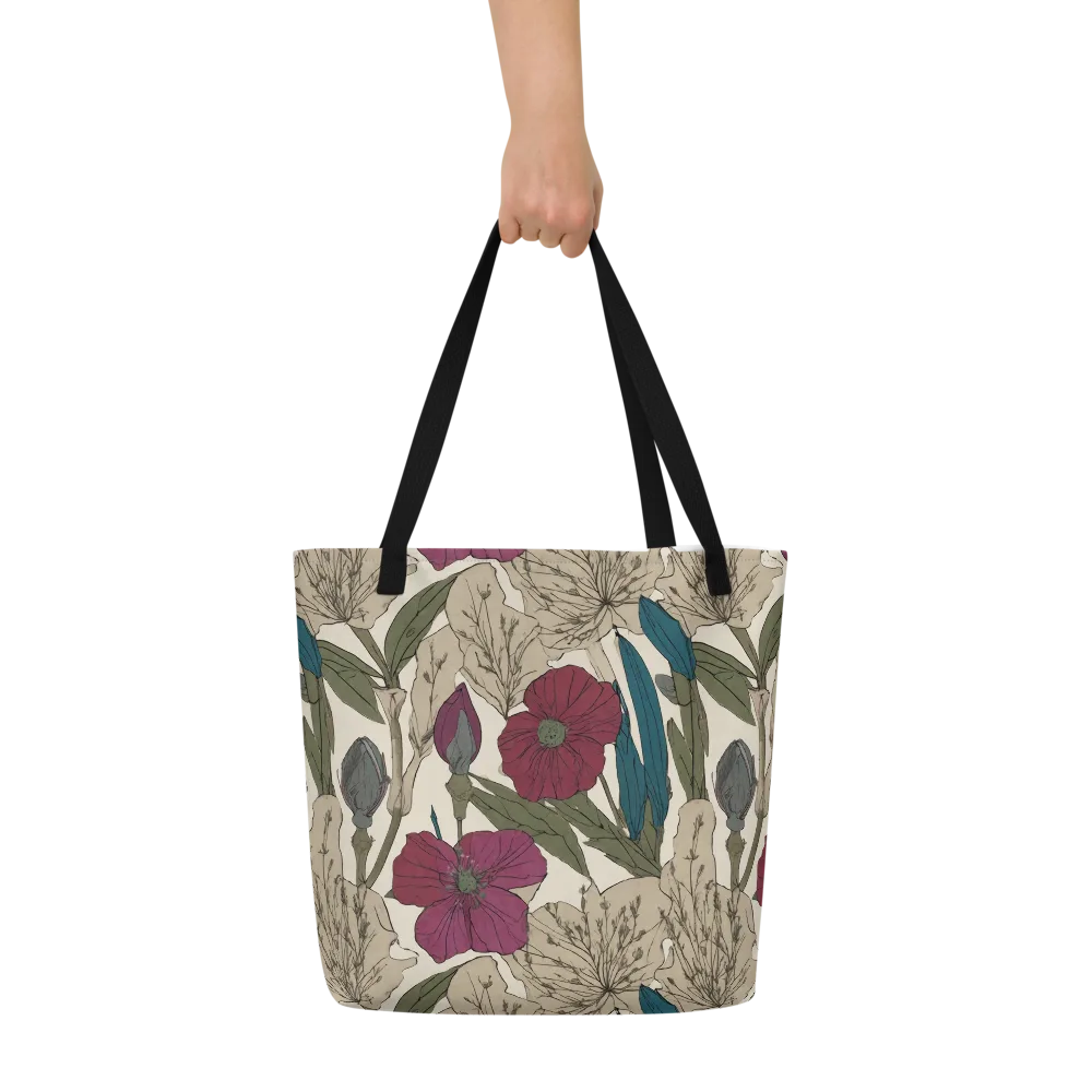 Poppy Herbarium on Large Tote Bag W/ Pocket — Front